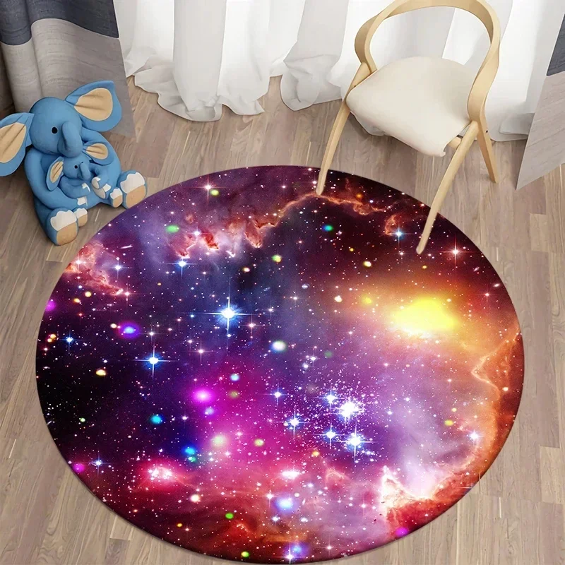 Galaxy Home Textiles - Crystal Velvet Galaxy Round Rug, Space