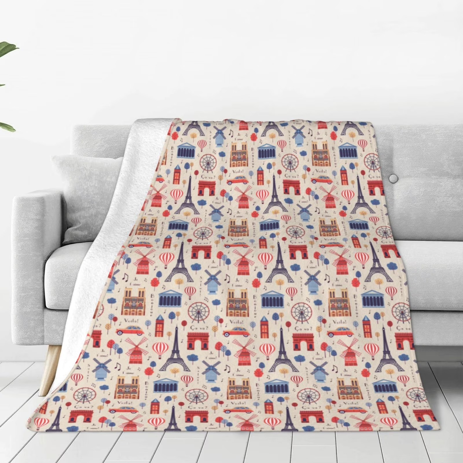 Paris Landmark Print Sherpa Fl – обзор и цена Home Textiles Paris