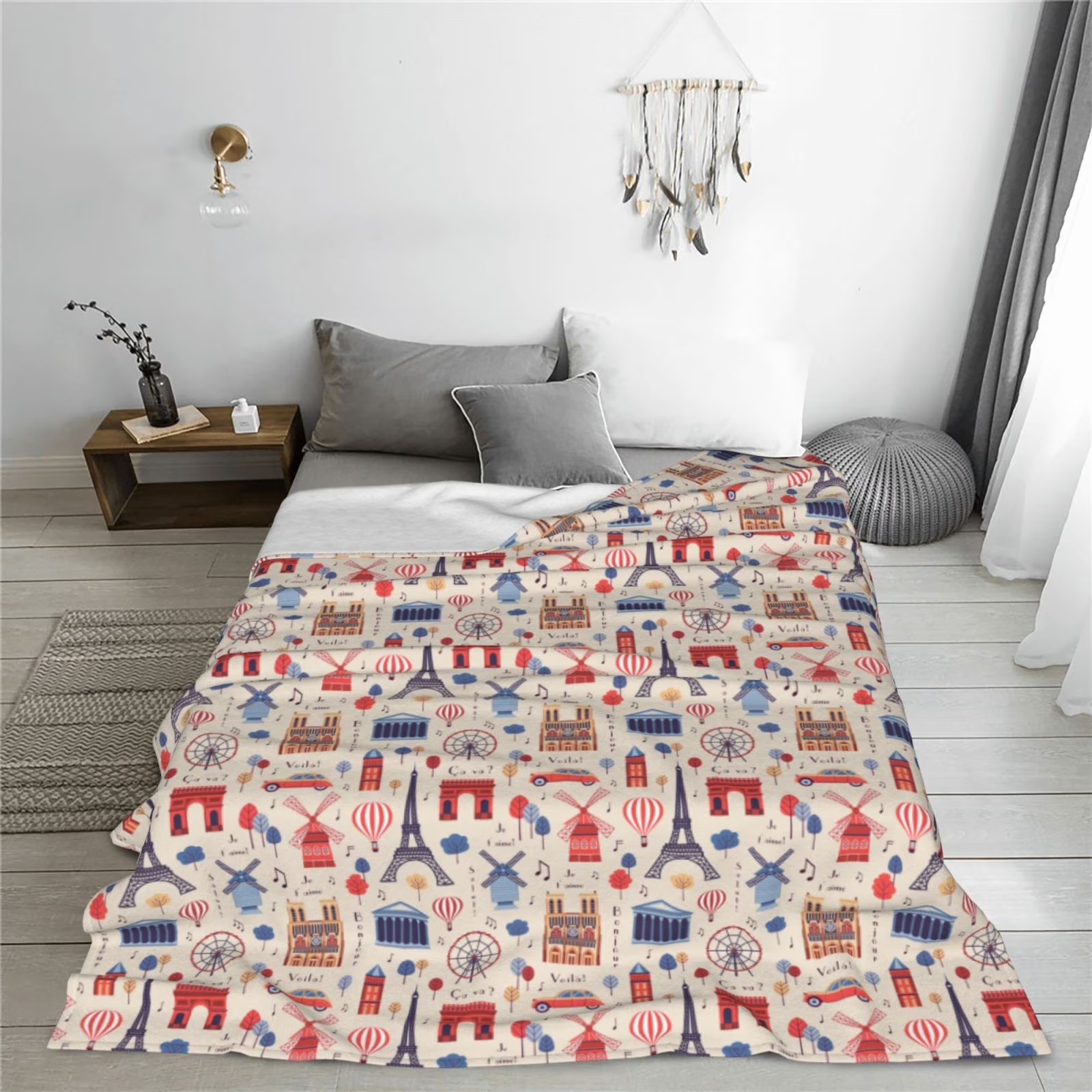 Paris Landmark Print Sherpa Fl – обзор и цена Home Textiles Paris