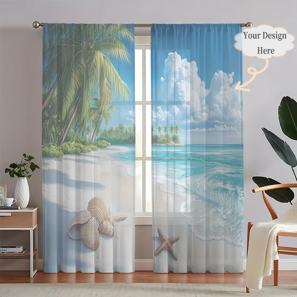 Custom 2D Flat 2pcs Sheer Curt – обзор и цена Home Textiles & Furnishings