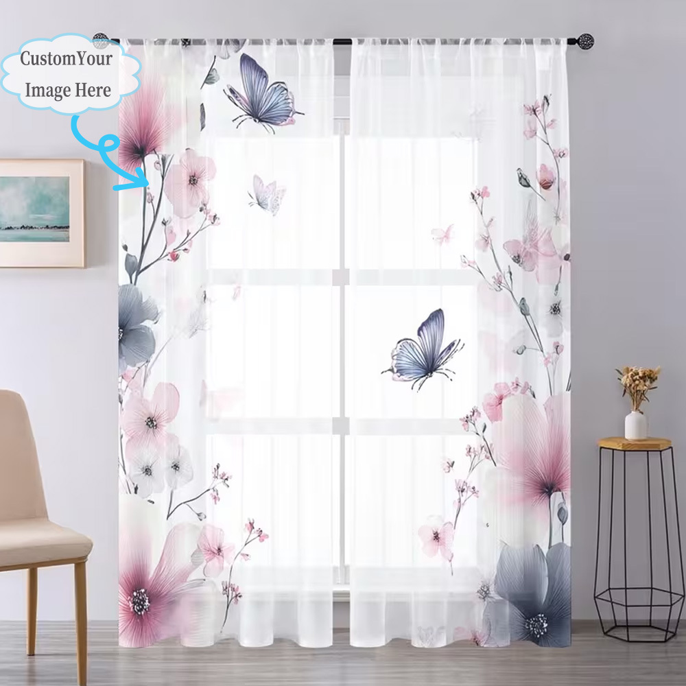 Custom 2D Flat 2pcs Sheer Curt – обзор и цена Home Textiles & Furnishings