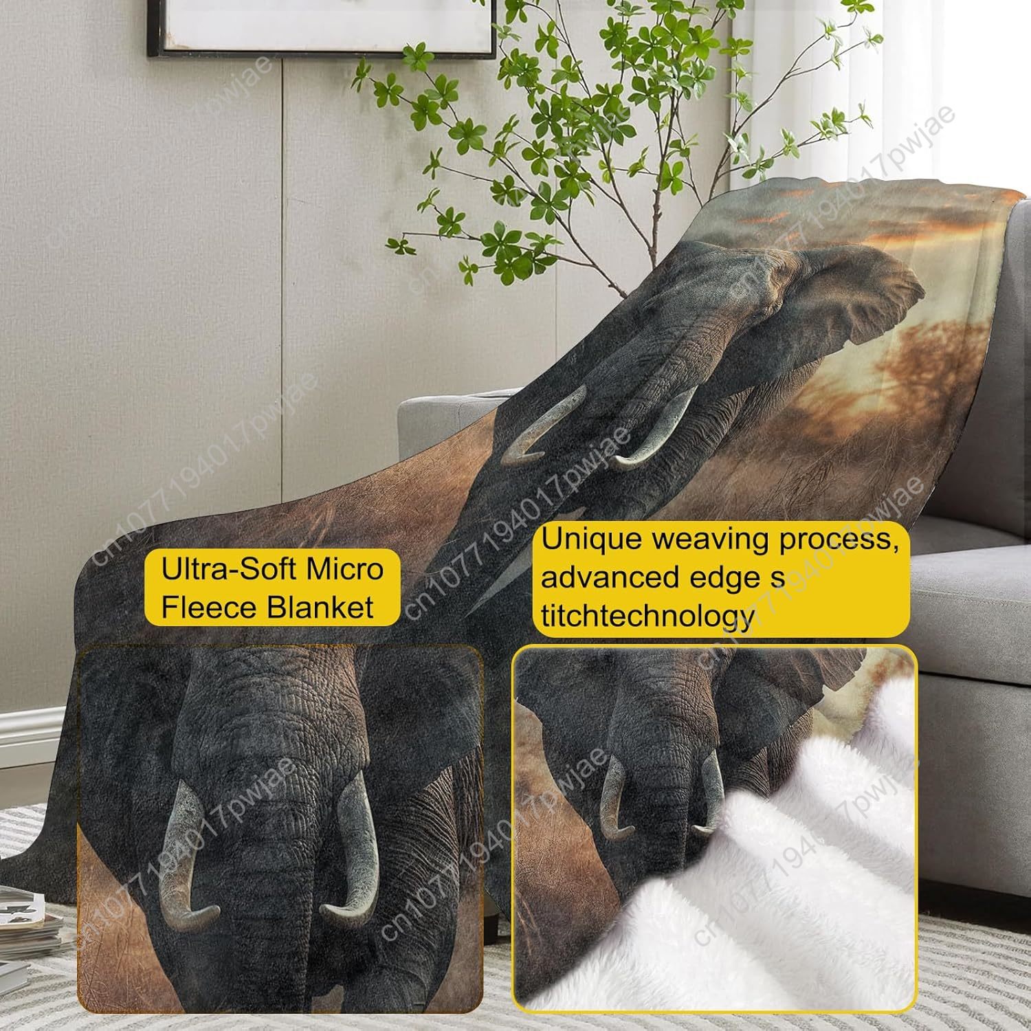 Elephant Fleece Blanket, Reali – обзор и цена Home Textiles & Furnishings