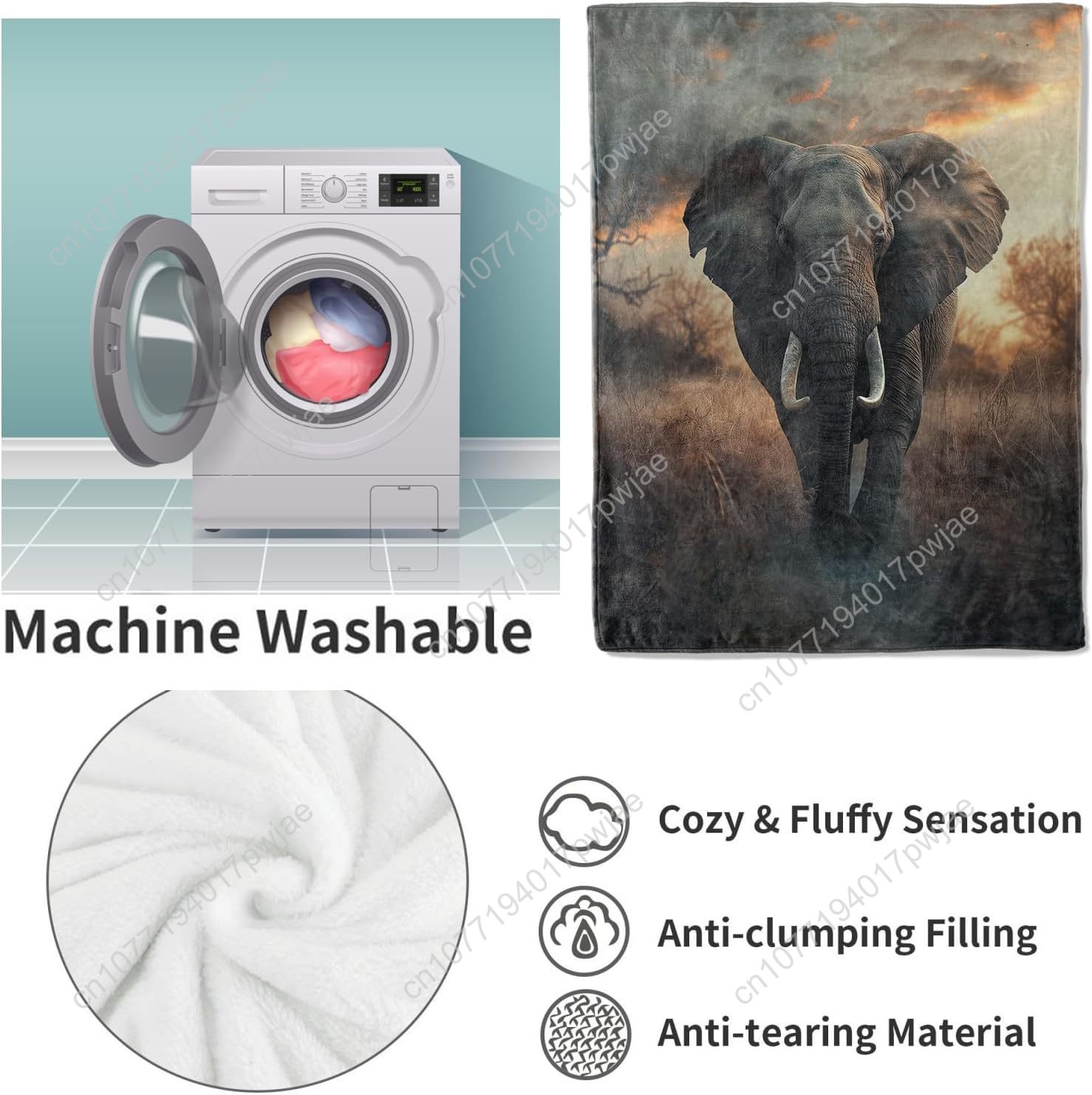Elephant Fleece Blanket, Reali – обзор и цена Home Textiles & Furnishings