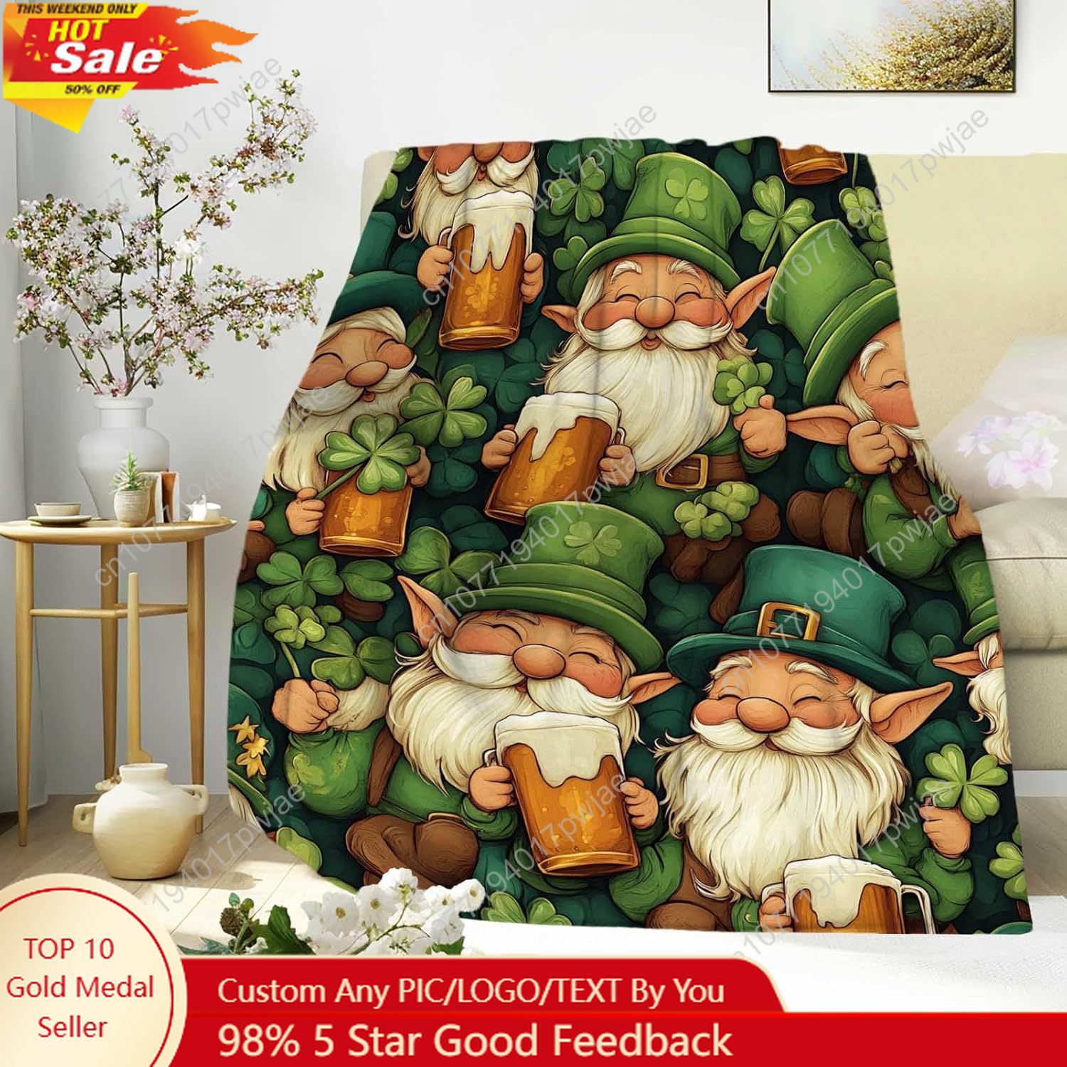 St. Patrick’s Day Gnome Throw  – обзор и цена Home Textiles & Furnishings