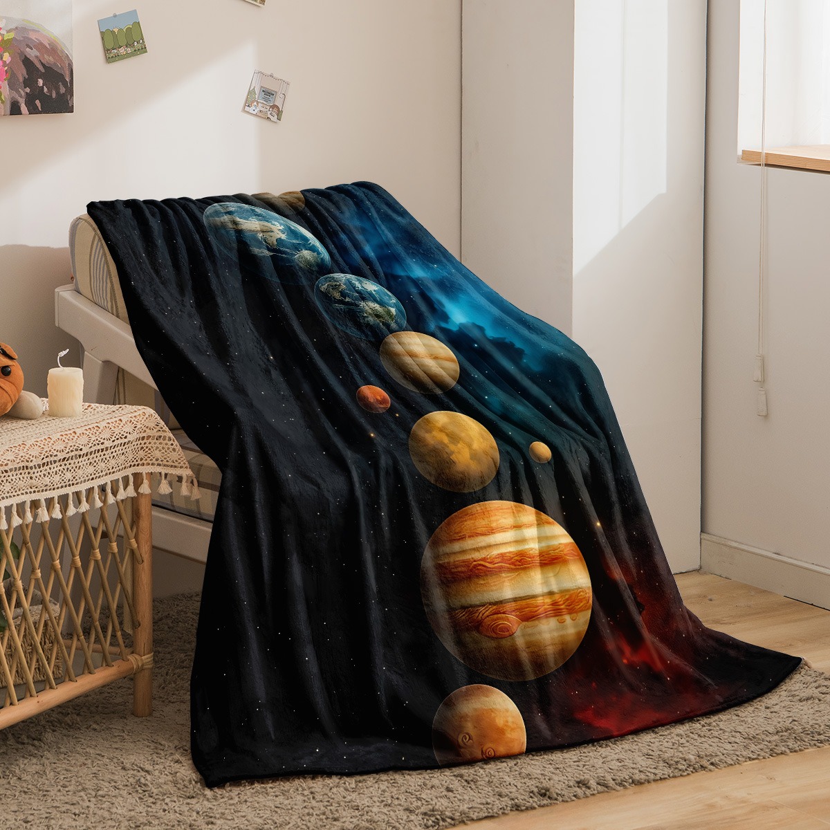 Galaxy Planets Pattern Flannel – обзор и цена Galaxy Home Textiles