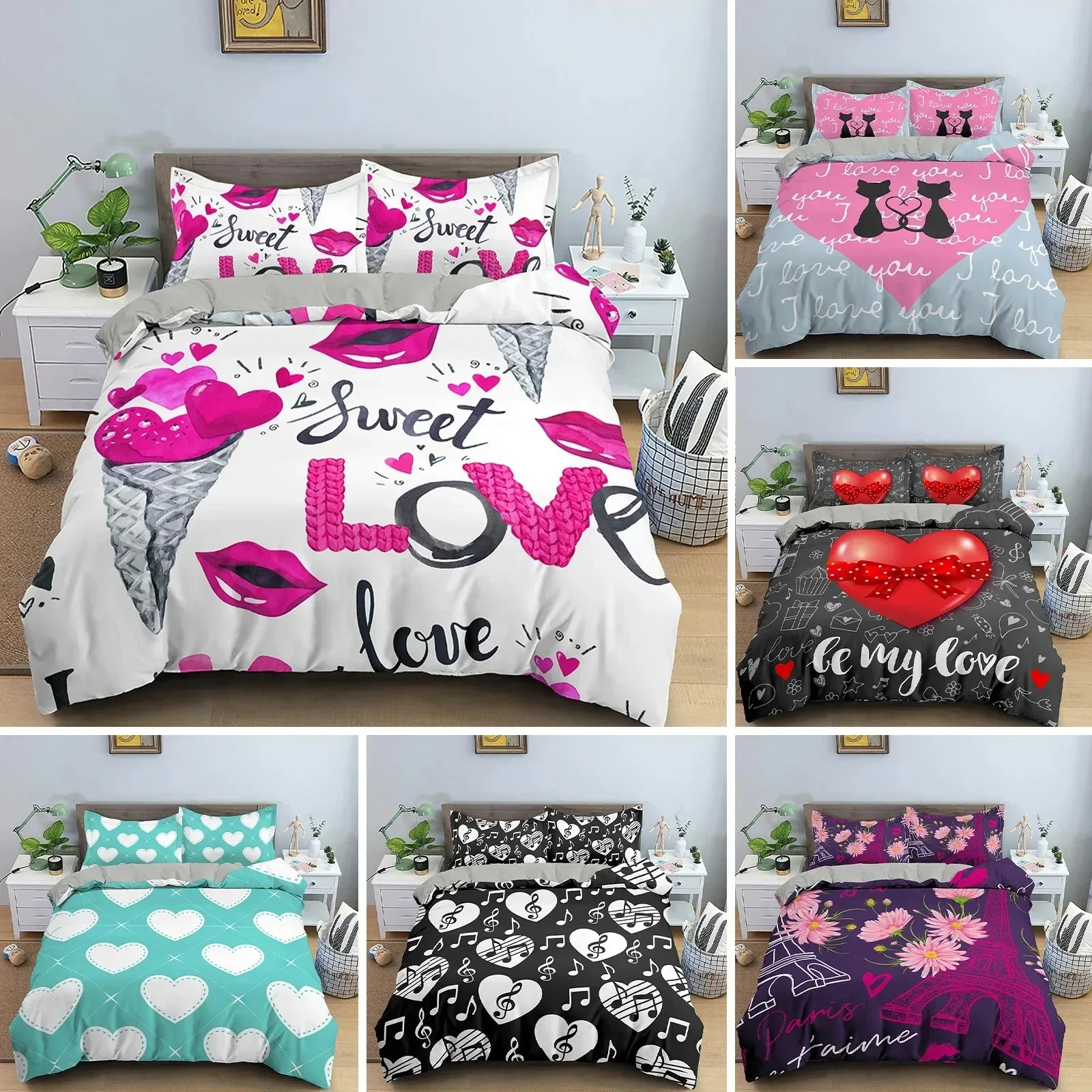 3D Love Heart Duvet Cover Pari – обзор и цена Home Textiles Paris